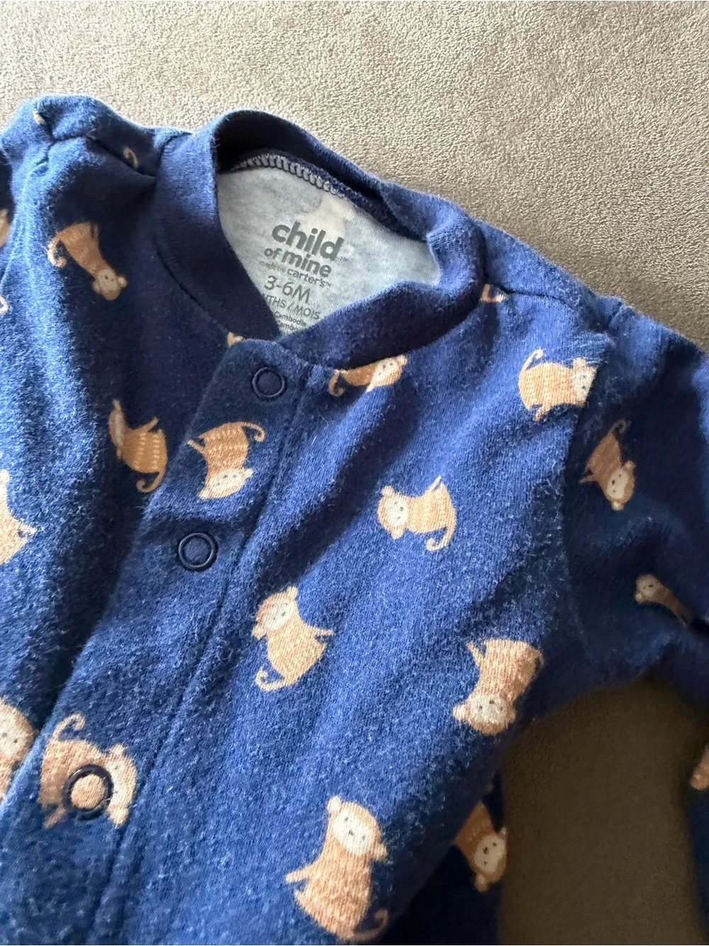 Child of mine Blue Baby One-Piece Footed Pajamas with monkey Print